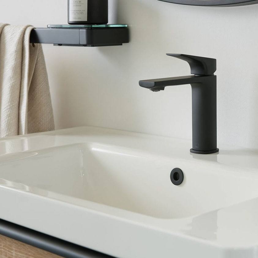 Vado Cameo Levered Matt Black Mono Basin Mixer With Waste - Lifestyle